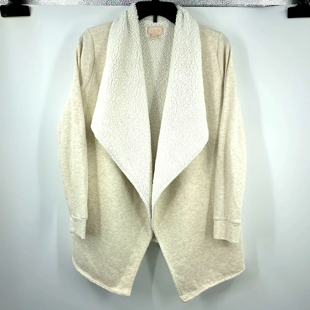 LOVE by GAP oatmeal sherpa waterfall sweatshirt cardigan Size XS Small S